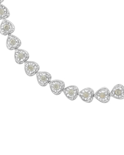 .925 Sterling Silver 1.0 Cttw Miracle Set Diamond Heart-Link 7" Tennis Bracelet (I-J Color, I2-I3 Clarity)