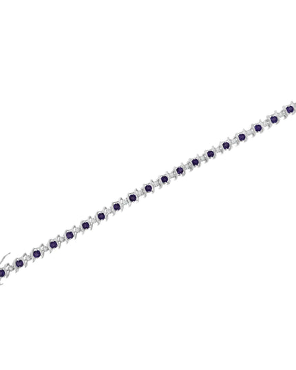 .925 Sterling Silver Lab-Grown Birthstone and 1/6 Cttw Round Diamond Tennis Bracelet (H-I Color, I1-I2 Clarity)