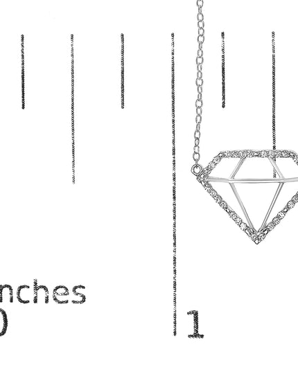 .925 Sterling Silver 1/7 Cttw Lab Grown Diamond Diamond Shaped Pendant Necklace - Size 18 Inches