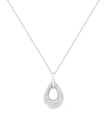 .925 Sterling Silver Prong-Set Diamond Accent Fashion Double Drop Design 18" Pendant Necklace (I-J Color, I1-I2 Clarity)