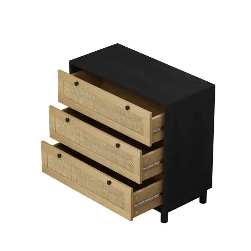 3-Drawer Woven Rope Storage Cabinet – Ideal for Bedroom, Living Room, Dining Room, or Hallway