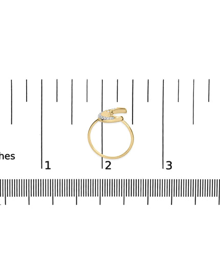 10K Yellow Gold 1/10 Cttw Diamond Crescent Moon Ring (I-J Color, I1-I2 Clarity)