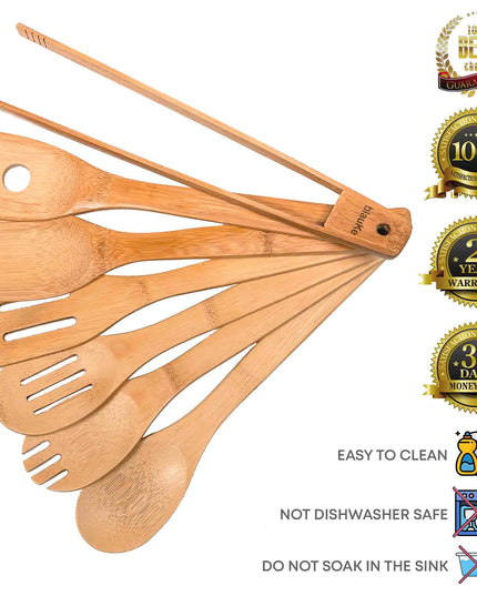 Bamboo Cooking Spoons 7-pack For Nonstick Cookware