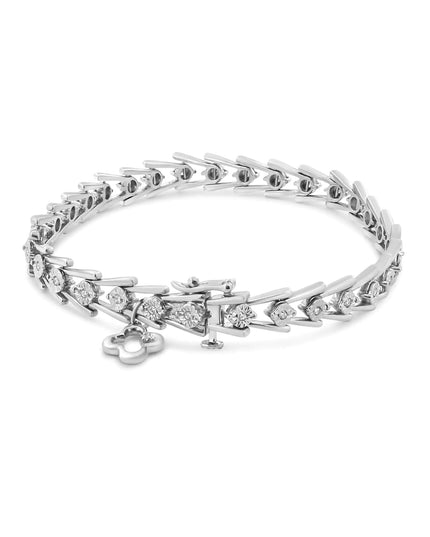 .925 Sterling Silver Diamond Miracle-Set Double Swoosh Milgrain Style Tennis Bracelet (1/2 cttw, I-J Color, I3 Clarity) - Size 7.75"