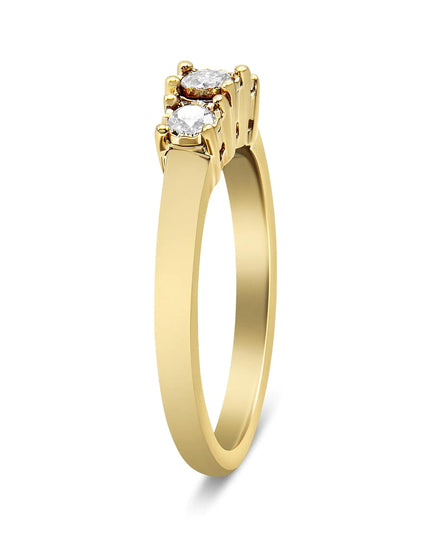 14K Yellow Gold Plated .925 Sterling Silver 1/4 Cttw Diamond 3 Stone Illusion Plate Ring (J-K Color, I1-I2 Clarity)