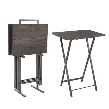 5-piece Folding TV Tray Table Set, Foldable Side Table, End Table, Snack Table - Space Saving