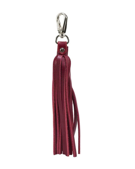 Fringe Power Leather Bag Charm- Cab/Silver