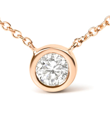 10K Gold 1/10 Carat Round Brilliant-Cut Diamond Modern Bezel-Set Solitaire 16"-18" Pendant Necklace