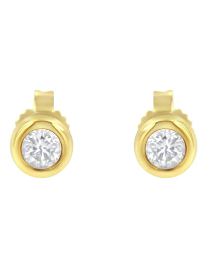 10K Gold 1/4 Cttw Round Brilliant-Cut Near Colorless Diamond Bezel-Set Stud Earrings (H-I Color, I1-I2 Clarity)