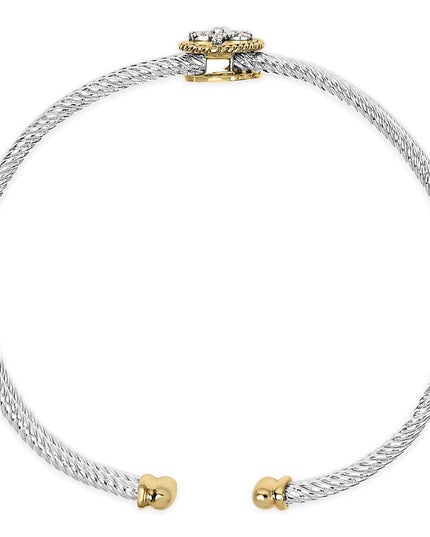 18K Yellow Gold Plated .925 Sterling Silver Diamond Accent Dragonfly Medallion Bangle Bracelet (I-J Color, SI1-SI2 Clarity) - 7.75 Inches