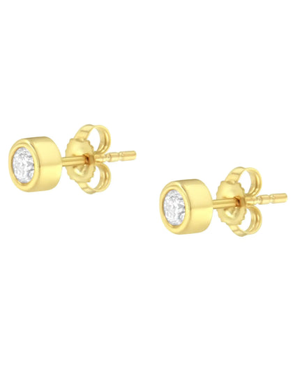 10K Gold 1/4 Cttw Round Brilliant-Cut Near Colorless Diamond Bezel-Set Stud Earrings (H-I Color, I1-I2 Clarity)