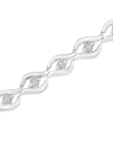 .925 Sterling Silver 1/2 Cttw Rose Cut Diamond Almond Shape Link Tennis Bracelet (I-J Color, I3 Clarity) - 7”