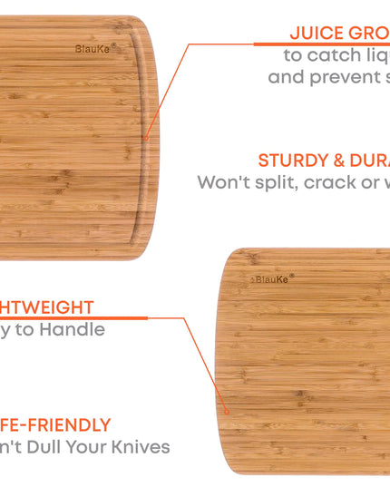 Wood Cutting Board XL 18"x12" Butcher Block With Juice Groove, Serving Tray - Wooden Chopping