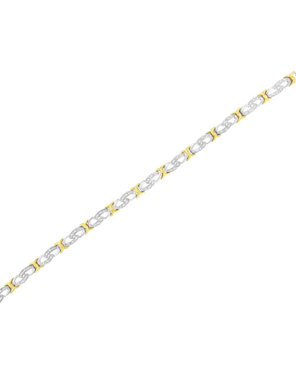 10k Yellow Gold Plated Sterling Silver 1/4 cttw Diamond Infinity and X Link Bracelet (I-J Clarity, I2-I3 Color) - Size 7.25"