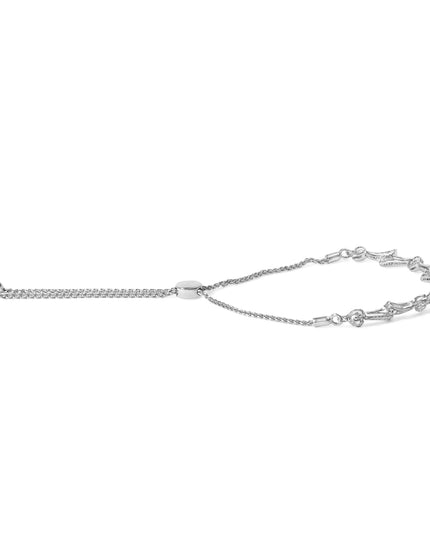 .925 Sterling Silver Diamond Accent Heart and Wave Link Bolo Bracelet (I-J Color, I2-I3 Clarity) - 6" to 9" Adjustable