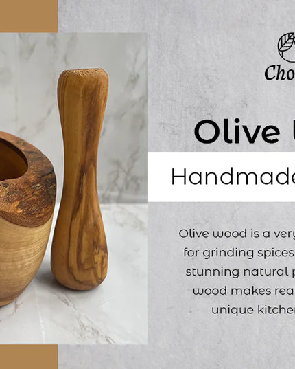 Olive Wood Rustic Mortar and Pestle