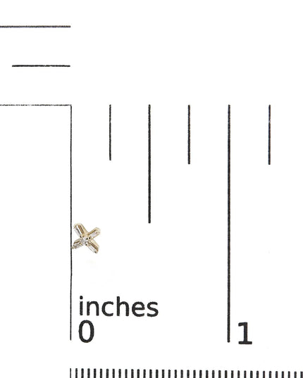 10K Yellow Gold 1/10 Cttw Round and Baguette Diamond Criss Cross X Stud Earring (H-I Color, I1-I2 Clarity)