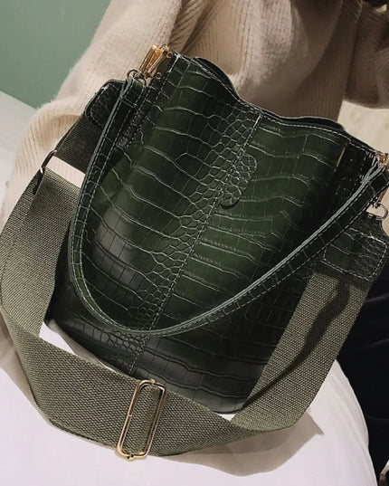 Blake Shoulder Bag -Olive Croc