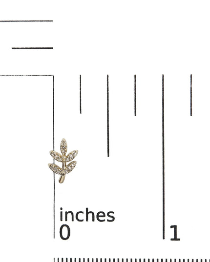10K Yellow Gold 1/10 Cttw Diamond Accented Leaf and Branch Stud Earrings (H-I Color, I1-I2 Clarity)