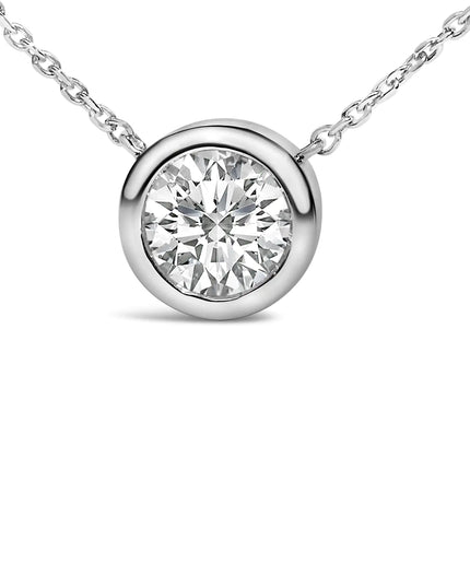 .925 Sterling Silver 7MM Bezel Set Created Purple Amethyst Pendant Necklace - 18" Inches