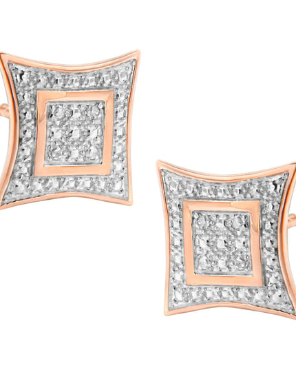 .925 Sterling Silver Diamond Accented 4-Stone Four Pointed Star Shaped Halo-Style Stud Earrings (H-I Color, I2-I3 Clarity)