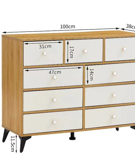 Wood MDF Cabinet, 9-drawer Dresser, Wood Color