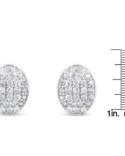 Sterling Silver Round Diamond Oval Cluster Earrings (1/2 cttw, I-J Color, I2-I3 Clarity)