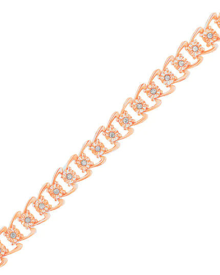 .925 Sterling Silver 1/2 Cttw Diamond Miracle-Set Double Swoosh Wave Style 7" Tennis Bracelet (I-J Color, I3 Clarity)