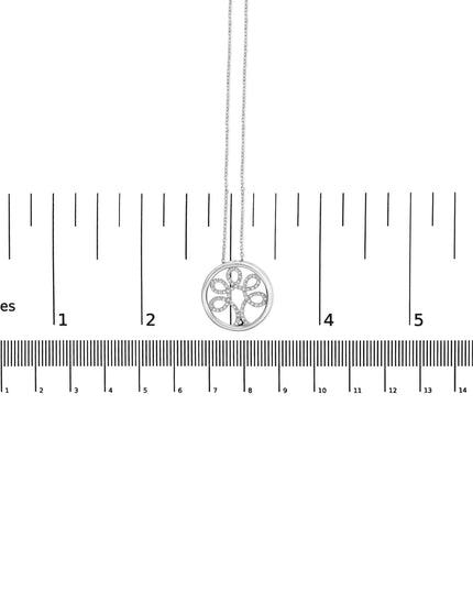 .925 Sterling Silver 1/10 Cttw Diamond Tree of Life Pendant Necklace (I-J Color, I3 Clarity)