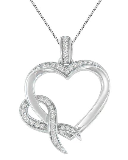 .925 Sterling Silver 1/6 cttw Diamond Heart Pendant Necklace (H-I, I1-I2)