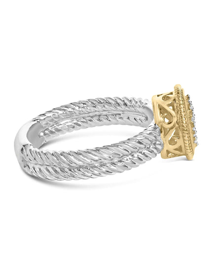 18K Yellow Gold Plated .925 Sterling Silver Diamond Cross Ring with Satin Finish (I-J Color, SI1-SI2 Clarity)