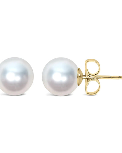 14K Gold Cultured Freshwater Pearl Solitaire Stud Earrings