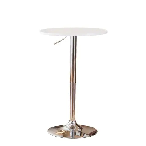 Adjustable Wood And Metal Bar Table In White