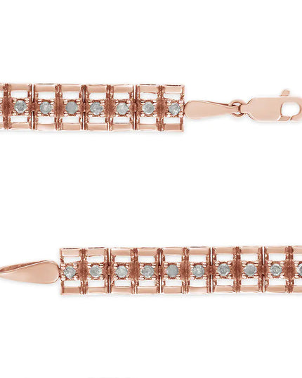 .925 Sterling Silver Diamond Double-Link 7" Tennis Bracelet (I-J Color, I3 Clarity)