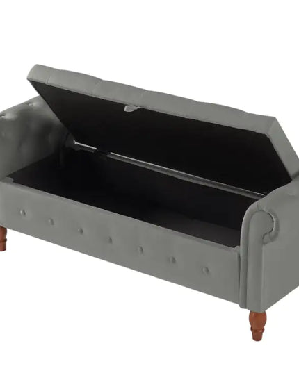 Velvet Multifunctional Storage Rectangular Sofa Stool - Grey