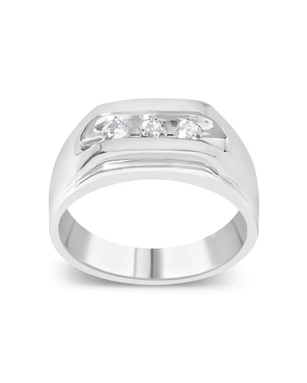 Men's .925 Sterling Silver 1/3 Cttw Diamond Channel Set 3 Stone Ring Band (I-J Color, I3 Clarity)