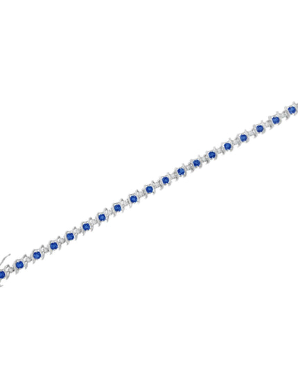 .925 Sterling Silver Lab-Grown Birthstone and 1/6 Cttw Round Diamond Tennis Bracelet (H-I Color, I1-I2 Clarity)