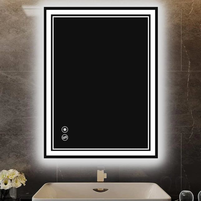 LED Bathroom Mirror – Fogless, Dimmable Vanity Mirror with Lights, 3-Color Front & Backlit, Wall Mounted Horizontal/Vertical, 24" x 32" inches