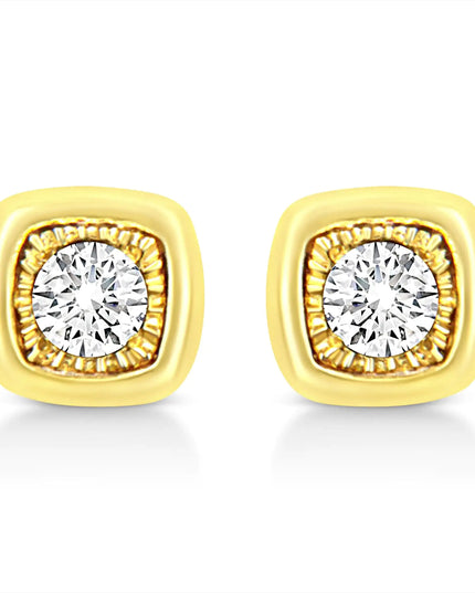 10K Yellow Gold Plated .925 Sterling Silver 1/10 Cttw Miracle-Set Diamond Stud Earrings - Choice of Shapes