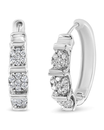 .925 Sterling Silver 1/2 Cttw Lab Grown Round Diamond Floral Cluster Hoop Earrings (F-G Color, SI1-SI2 Clarity)