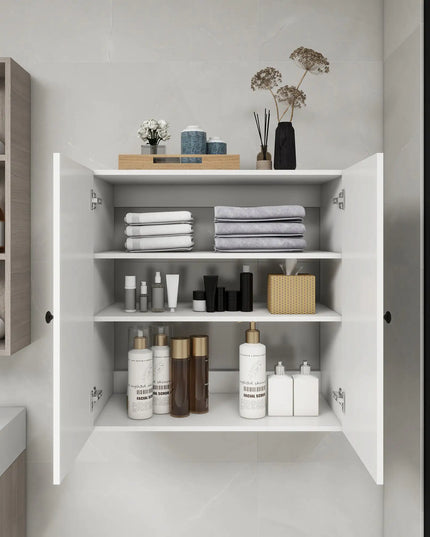 Modern Wooden Closet System with 2 Doors – Wall-Mounted Organizer with Shelves for Walk-In Closet or Bedroom Storage, 31.49"W × 16.04"D × 31.49"H