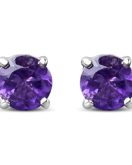 .925 Sterling Silver 3.5 MM Created Birthstone Solitaire Stud Earrings - Choice of Gemstone