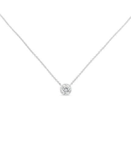 Sterling Silver Bezel-Set Diamond Solitaire Pendant Necklace (1/3 cttw, H-I Color, I1-I2 Clarity)