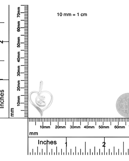 Espira 10K White Gold .03 Cttw Diamond-Accented Round-Cut Diamond Swirl Open Heart 18" Pendant Necklace (I-J Color, I2-I3 Clarity)