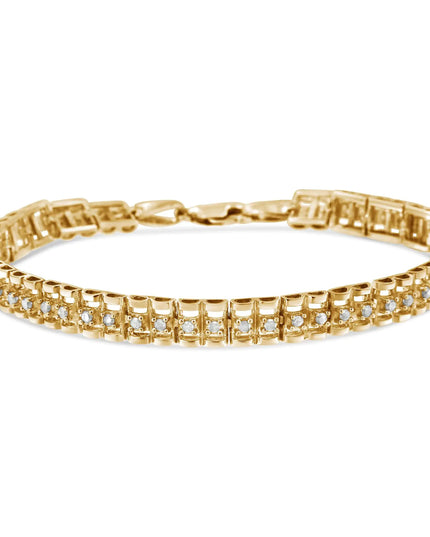 .925 Sterling Silver Diamond Double-Link 7" Tennis Bracelet (I-J Color, I3 Clarity)