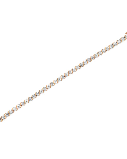 .925 Sterling Silver 1/10 Cttw Diamond Round Miracle Plate and "S" Link Tennis Bracelet (I-J Color, I2- I3 Clarity) - 7"