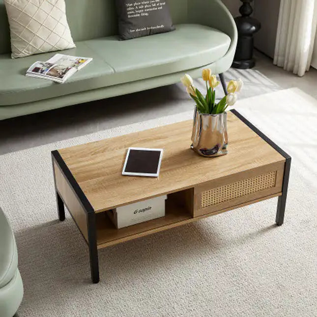 Rattan Coffee Table with Storage