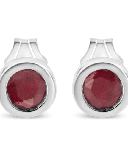 .925 Sterling Silver Bezel Set 3.5mm Created Gemstone Solitaire Stud Earrings
