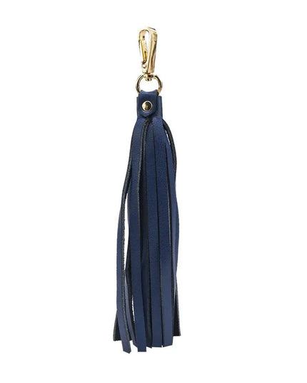 Fringe Power Leather Bag Charm-Sapphire/Gold