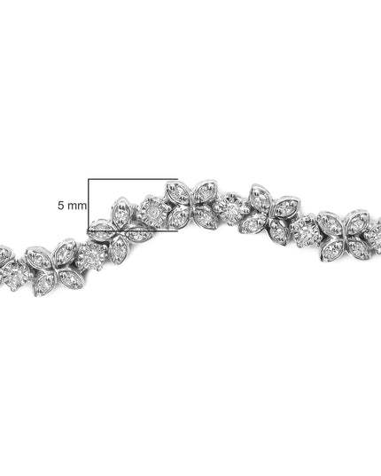.925 Sterling Silver 1/4 Cttw Diamond Marquise Shaped Link 4"-10" Adjustable Bolo Bracelet (I-J Color, I1-I2 Clarity)